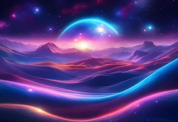 Tuinposter Galactic Landscape Background, Background, Galactic, Space, Universe, Cosmos, Stars, Nebula, Astronomy, Outer Space, Fantasy, Sci-Fi, Astral, Sky, AI Generated © Say it with silence.