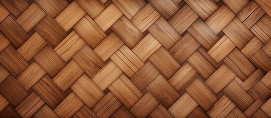 A detailed closeup of a brown wicker basket texture showing intricate patterns and shades resembling hardwood flooring, perfect for building material inspiration