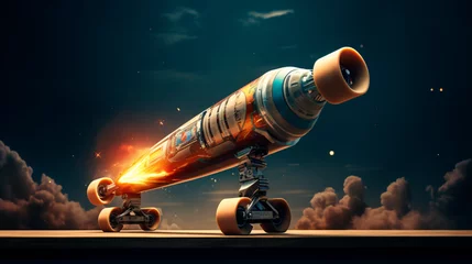 Poster Rocket skateboard © levit