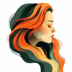 Illustration of a woman with green and orange hair