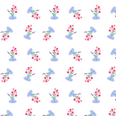 Seamless floral pattern. Endless botanical background. Fresh spring flowers and wildflowers, repeating print. Simple natural texture for textile design, fabric. Colorful graphic vector illustration..