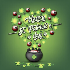 Happy St. Patricks day and billiard ball - 757797974