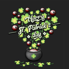 Happy St. Patricks day and billiard ball - 757798198