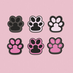 Colors animal footpaw cute with black and pink