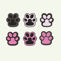 Fototapeta premium Foot print animal paws with black and pink colow vector
