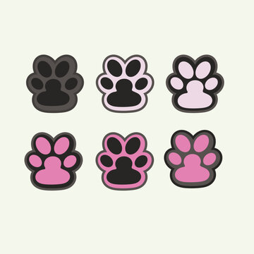 Foot print animal paws with black and pink colow vector