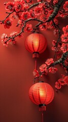 minimalist design background of Spring Lantern Festival Design background.