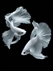 Two White Fish Swimming in Water