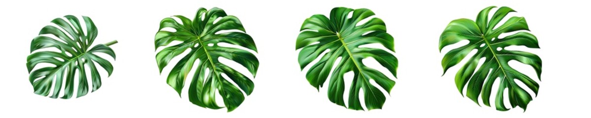 Fototapeta na wymiar Collection of PNG. Vibrant green monstera leaf isolated on a transparent background.