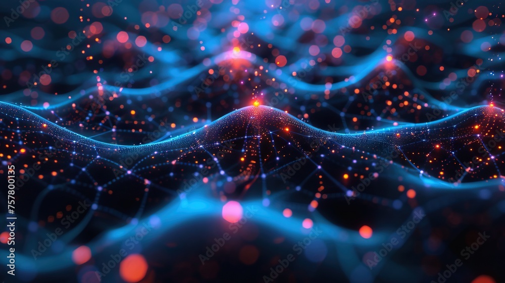 Leinwandbilder Vibrant AI neuron network, showcasing machine learning. Perfect for themes of AI development and data flow