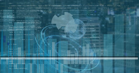 Image of scrolling window with graphs and charts and data processing