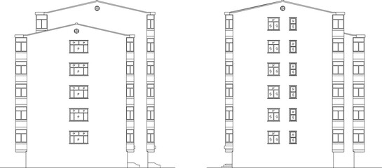 vector sketch illustration design architectural drawing of flats and hotels