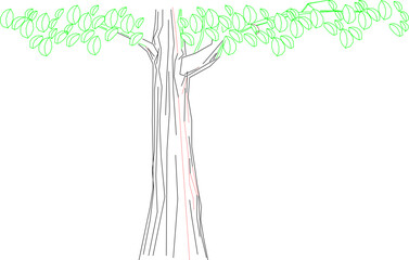 Vector sketch illustration of artistic tree plant design for completeness of the image