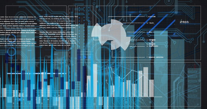 The image features a computer interface with a scope scanning and data processing in the background 