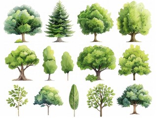 Contemporary Illustrations of American Elm Trees Generative AI