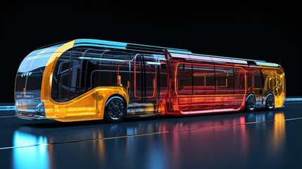 Self driving buses for autonomous transit solid background