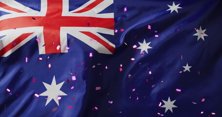 Obraz premium Image of confetti over flag of australia