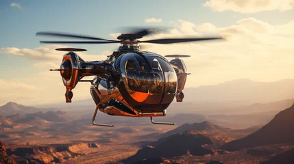 Papier Peint photo Lavable TAXI de new york Self piloting helicopter