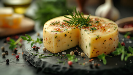 Emmental Cheese Wheel with Herbs and Spices