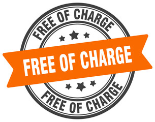 free of charge stamp. free of charge label on transparent background. round sign