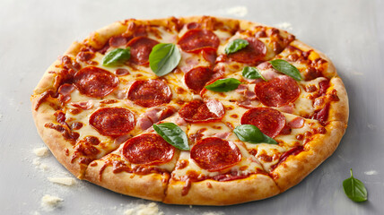 Classic Pepperoni Pizza with Fresh Basil