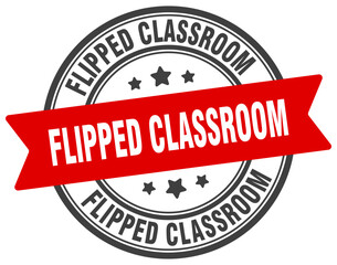 flipped classroom stamp. flipped classroom label on transparent background. round sign