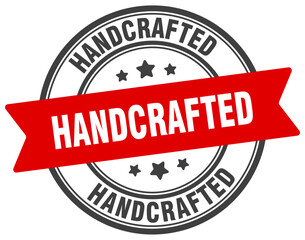 hand crafted stamp. hand crafted label on transparent background. round sign
