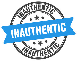 inauthentic stamp. inauthentic label on transparent background. round sign