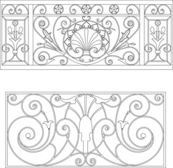 Adobe Illustrator ArtworkSketch detailed design vector illustration of traditional ethnic vintage classic wrought iron fence
