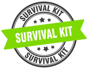 survival kit stamp. survival kit label on transparent background. round sign