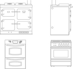 Sketch design vector illustration of kitchen furniture stove with stove seen from the front 