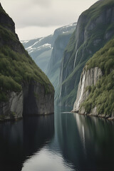 The breathtaking beauty of Norway's fjords, with steep cliffs plunging into crystal-clear waters...