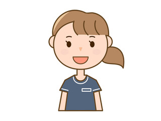 笑顔で正面を向く制服女性_美容部員_エステティシャン