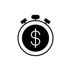 Clock and dollar coin icon vector illustration. Money profit and benefit on isolated background. Time is money concept.