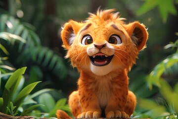 Cute Baby Cartoon Lion Generative AI