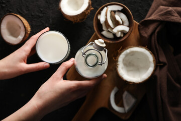 Coconut milk, concept of tasty and natural drink