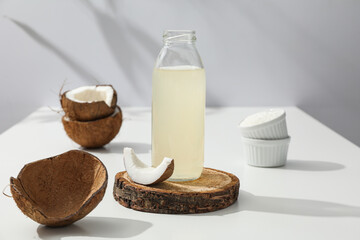 Coconut water, concept of tasty and natural coconut drink