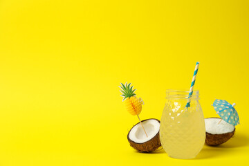 Coconut water, concept of tasty and natural coconut drink