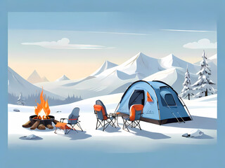 Colorful tents in various camping atmospheres for ecotourism illustration type 33