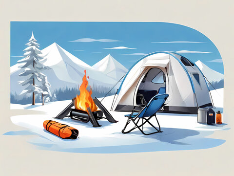 Colorful tents in various camping atmospheres for ecotourism illustration type 32