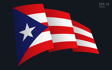 Waving Vector flag of Puerto Rico. National flag waving symbol. Banner design element.
