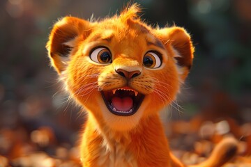 Cute Baby Cartoon Lion Generative AI