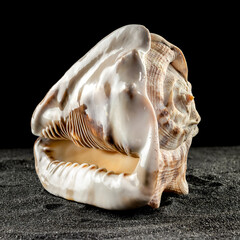 King Helmet seashell on a dark background