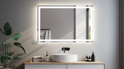 Fototapeta na wymiar Smart mirror vanity mirrors with adjustable lighting t