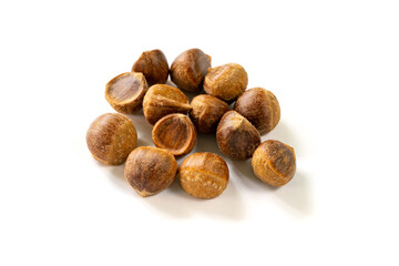 Chestnut, isolated on white background, clipping path. Chestnut in south thailand.