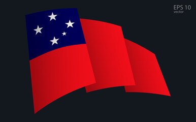 Waving Vector flag of Samoa. National flag waving symbol. Banner design element.
