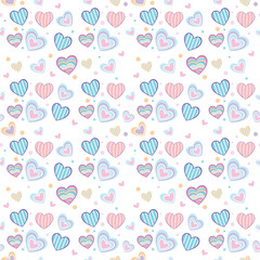 seamless vector pattern illustration  hearts, and cute 