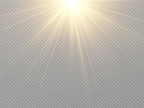 Collection of realistic light flashes.Golden shining light effect.Bright sun sparkles with stars and sparkles.	