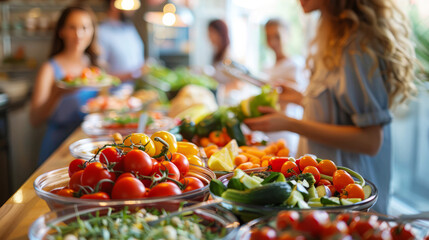 People enjoying a selection of fresh vegetables at a healthy eating workshop