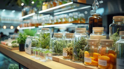 Foto op Plexiglas Innovative cannabis products on display in a modern German shop © Robert Kneschke